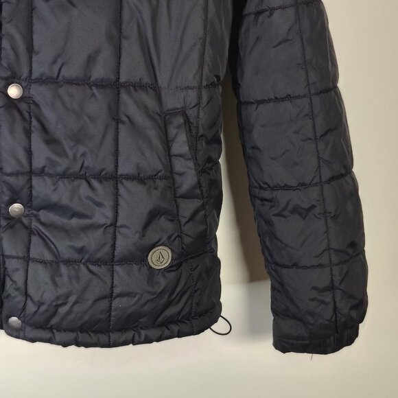 Volcom Stone Quilted Shirt Jacket Mens Black Snap Front Lightweight Puffer 600mm - Picture 4 of 16